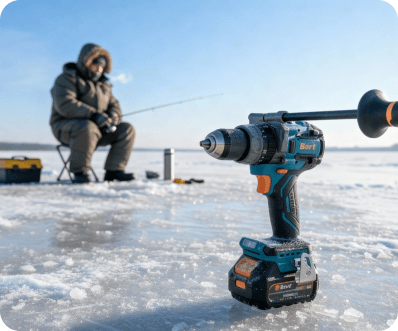 Бурение льда дрелью BAB-21Ix2Li-XDK